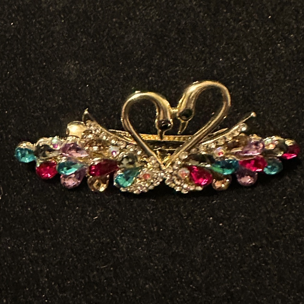 Swan Rhinestone hair barrette
